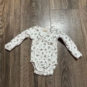 Atlas Grey Preemie White Floral  Long Sleeve One-Piece Bodysuit